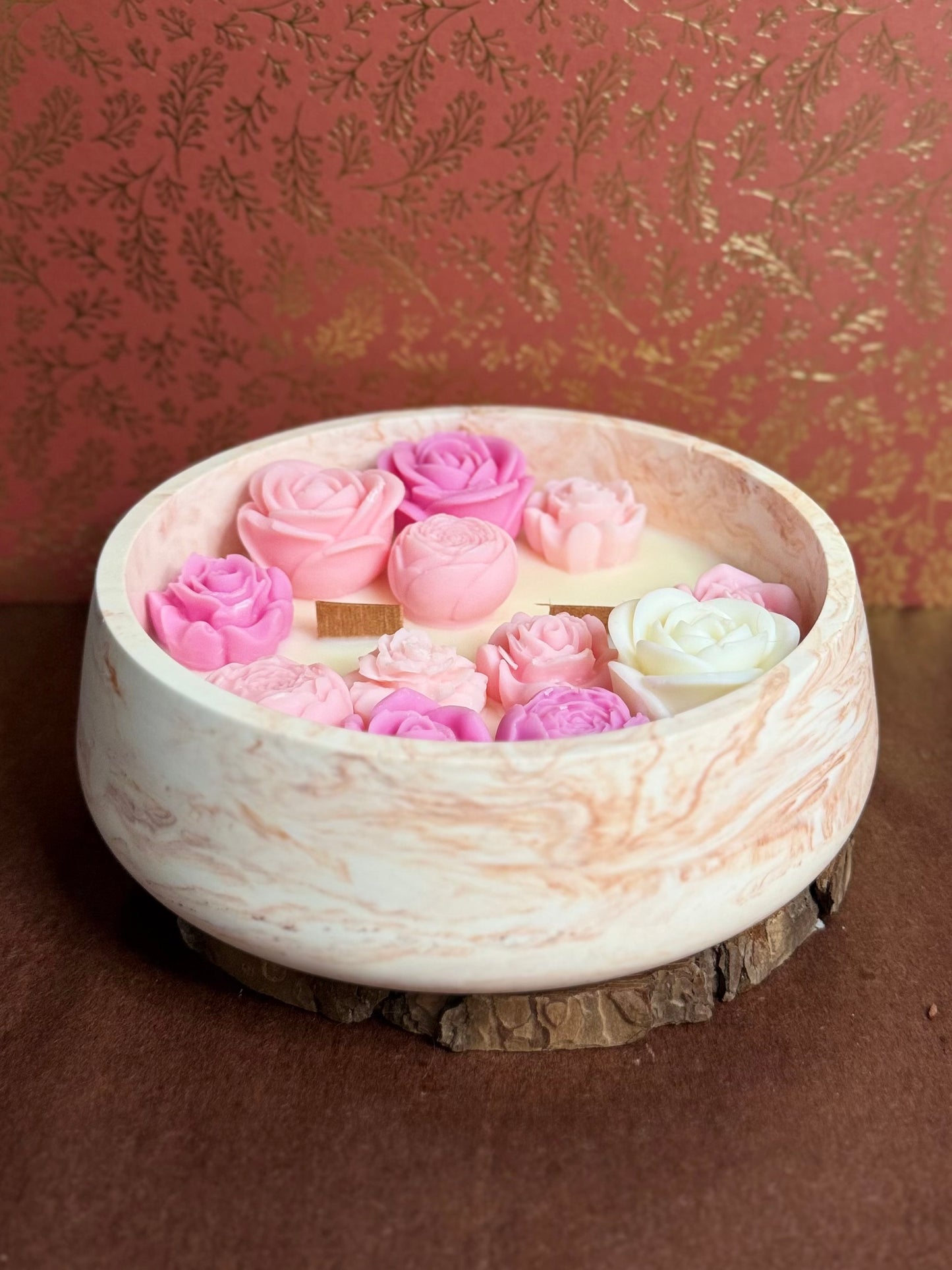 Bougie Jesmonite Rose d'Amour