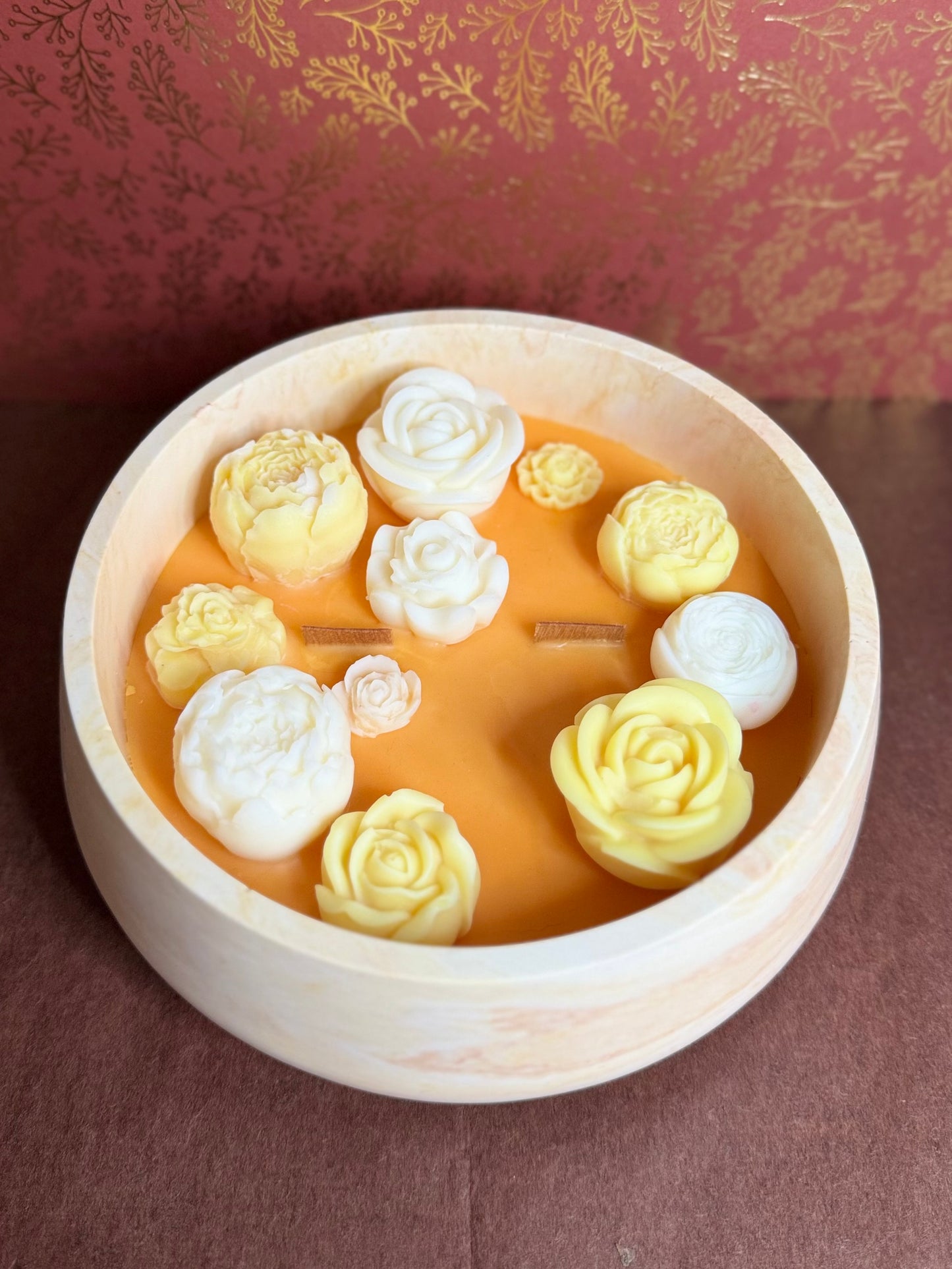 Bougie Jesmonite Rose d'Amour