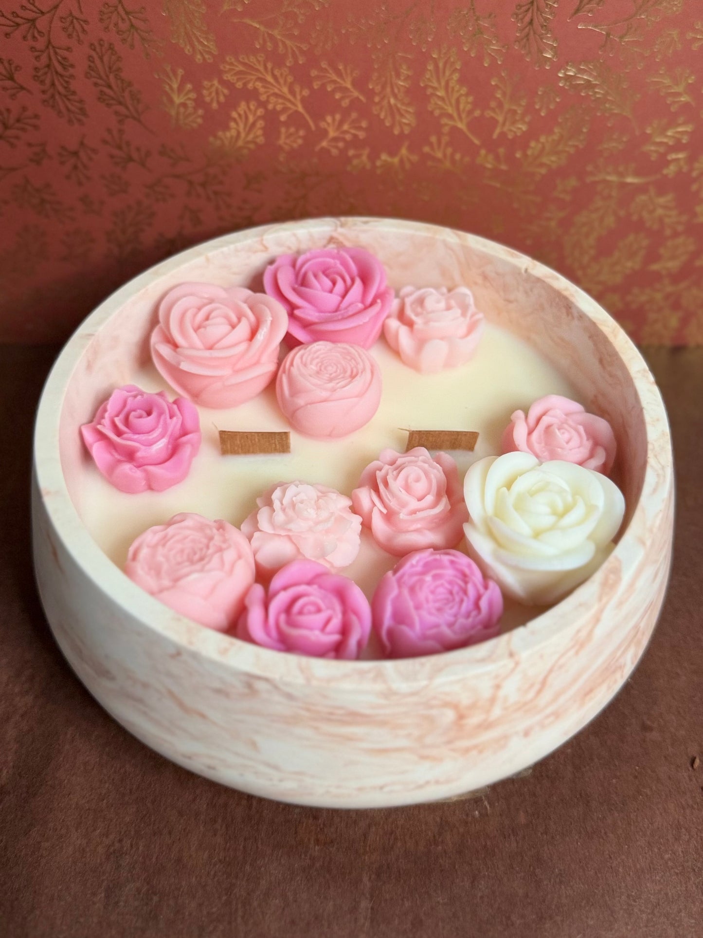 Bougie Jesmonite Rose d'Amour