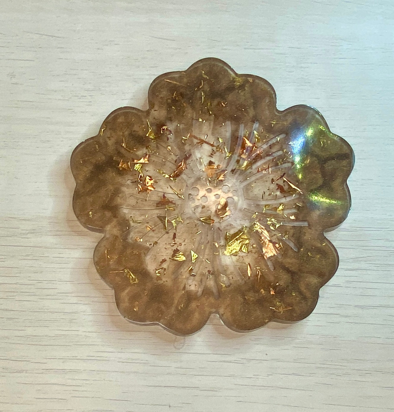 Dessous de verre Fleur - Bronze et Paillette Or et Cuivrée