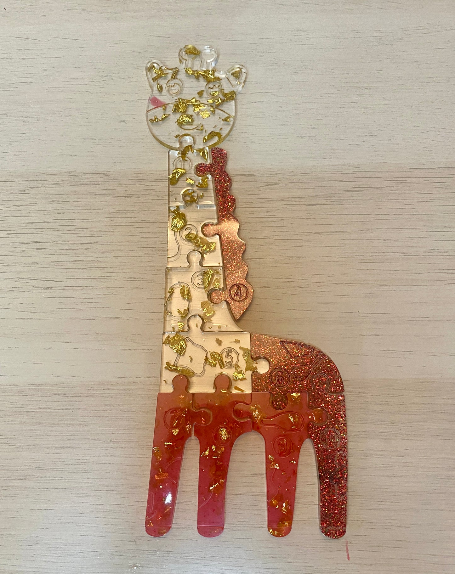 Puzzle Girafe - Paillette Or et Rouge